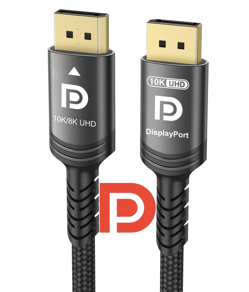 Ubluker 10K 8K DisplayPort 2.1 Cable 54Gbps 3.3 FT, Certified DP to DP Cord 4K 240Hz 165Hz 144Hz 120Hz 10K 8K 120Hz Nylon Braided UHBR HDCP2.3 FreeSync G-Sync RTX5090 Gaming Monitor PC Projector - Image 1